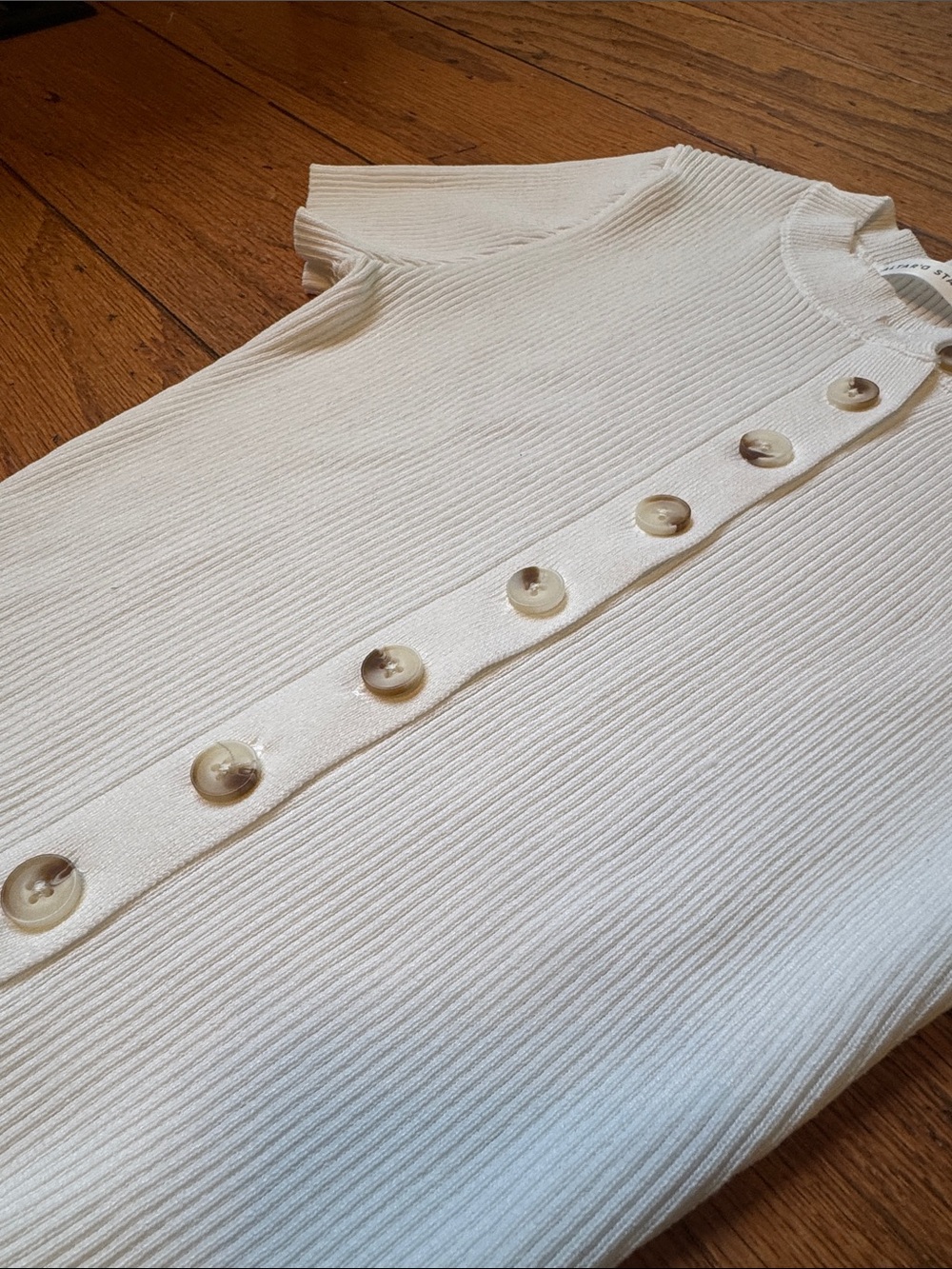 Altar’d State Ribbed Button-Front Short Sleeve Top - Picture 3 of 7